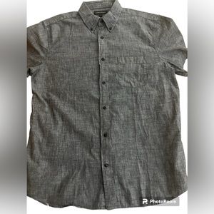 Banana Republic Mens Standard Fit Short Sleeve Button Up Shirt Gray Size L